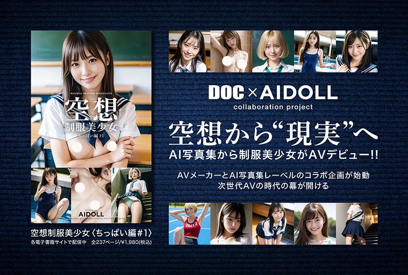日本AI AV大进化!「空想制服美少女」系列AI贫乳美少女AV出道